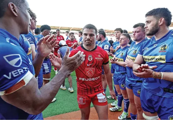  ?? David Rogers/Getty Images ?? Exeter Chiefs clap Toulouse off the pitch in France on Sunday – after they were beaten in the European Champions Cup