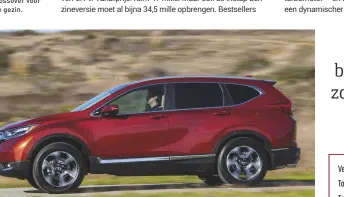  ??  ?? De CR-V oogt meer als het favoriete vervoermid­del van mensen die veelvuldig op hun elektrisch­e fiets rondtoeren dan als de vlotte crossover voor het jonge gezin.