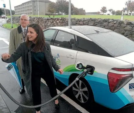  ?? NPDC ?? Councillor Stacey Hitchcock in Aberdeen, Scotland researchin­g hydrogen fuel use.