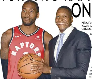  ??  ?? NBA Finals MVP Kawhi Leonard with Masai Ujiri