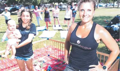  ??  ?? Christine Groves combines group exercise classes with child-minding. Picture: Scott Powick