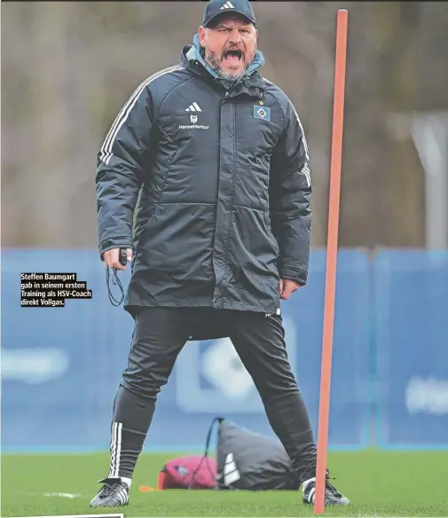  ?? ?? Steffen Baumgart gab in seinem ersten Training als HSV-Coach direkt Vollgas.