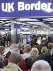  ?? ?? Join the queue: Arrivals at Heathrow