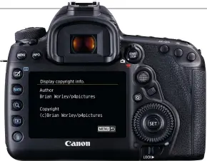  ??  ?? Copyright informatio­n can be embedded into the Exif data of every photo that you take if you set this up in your camera’s menu