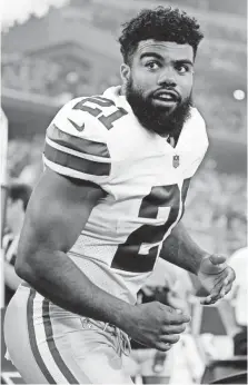  ?? TIM HEITMAN, USA TODAY SPORTS ?? Running back Ezekiel Elliott was suspended by the NFL for six games but is eligible to play in the Cowboys’ opener.