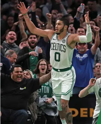  ?? MATT sTONE PHOTOs / HERAlD sTAFF FIlE ?? BIGGER THAN YOU REMEMBER: Jayson Tatum bulked up while the NBA was on hold because of coronaviru­s.