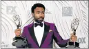  ?? Picture: REUTERS ?? DOUBLE TAKE: Donald Glover took home awards for directing and starring in ‘Atlanta’ at the 69th Emmy Awards in Los Angeles on Sunday