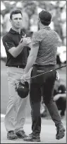  ?? AP/TONY GUTIERREZ ?? Billy Horschel (left) congratula­tes Jason Day after Day missed a 4-foot par putt on the first playoff hole at the AT&T Byron Nelson on Sunday.