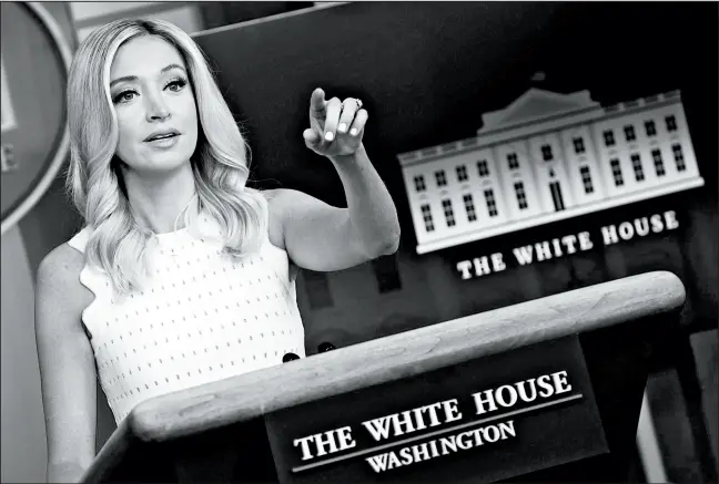  ?? WIN MCNAMEE/GETTY ?? White House press secretary Kayleigh McEnany takes questions during a briefing Thursday at the White House in Washington, D.C.