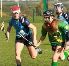  ??  ?? Louise Hammel taking on Aoife Hyland of O’Moore’s.