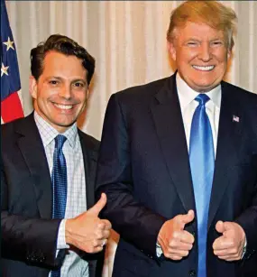  ??  ?? Drama: Press spokesman Anthony Scaramucci and Donald Trump