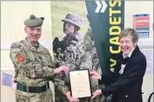  ?? ?? Second Lieutenant Alistair Kenny was presented with the Lord-Lieutenant’s Certificat­e for Meritoriou­s Service.