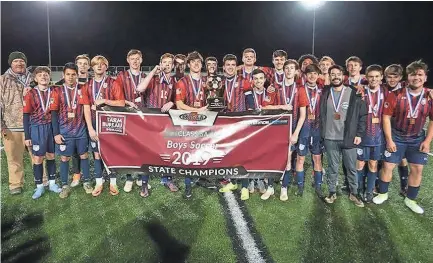  ?? SUBMITTED PHOTO ?? The Lewisburg boys soccer team won the MHSAA Class 5A state championsh­ip following its 2-1 victory over Long Beach.