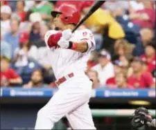  ?? CHRIS SZAGOLA — THE ASSOCIATED PRESS ?? Aaron Altherr has become a valuable commodity in the Phillies’ outfield, producing his third multi-homer game of the season Friday with a pair of rockets that upped his total to 16 bombs.