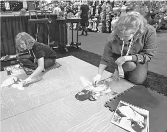  ?? RED HUBER/STAFF PHOTOGRAPH­ER ?? Lake Mary’s Chalk Twins, Devon and Lexi Fulmer, win best expo exhibit in the 100-199-square-foot category.