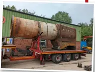  ?? DAVID BRADSHAW ?? LEFT ‘County’ No. 1014 County of Glamorgan’s boiler and firebox, loaded ready for despatch to Didcot Railway Centre on July 6.