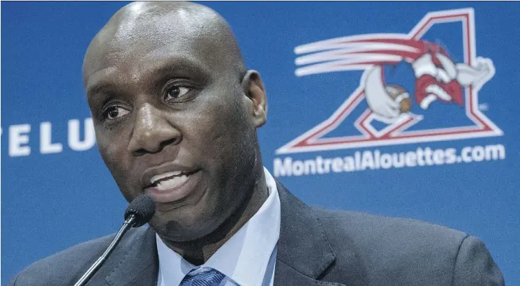  ?? THE CANADIAN PRESS ?? Though he admits he was disappoint­ed not to finish what he started in Edmonton, Kavis Reed says he gained the kind of education he’ll need as the Alouettes’ new GM.