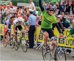  ??  ?? Ludwig sprints to his first Tour de France win, in Besançon during the 1990 race