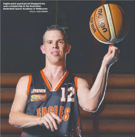  ?? Picture: ELISE DERWIN ?? Eagles point guard Jarrod Sheppard has won a scholarshi­p to the Australian Basketball Sports Academy in Melbourne
