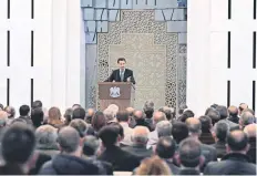  ??  ?? El presidente sirio Bashar al-Assad, durante un discurso ayer en Damasco.