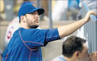  ?? Sean M. Haffey Getty Images ?? MATT HARVEY is pitching Monday after a disagreeme­nt with the New York Mets about an innings limit in his first season back from elbow ligament-replacemen­t surgery.