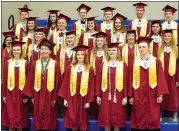  ??  ?? Gentry high-honors graduates posed for a group photo before ceremonies began in Siloam Springs on Sunday afternoon.