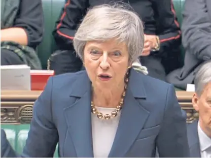  ?? Picture: PA. ?? Prime Minister Theresa May speaks in the House of Commons as the debate begins.