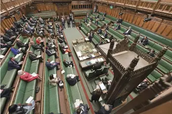  ??  ?? As the “Brexit” will bring it immeasurab­le impact to, it is inevitable for the EU to undergo important change. Photo shows that British Prime Minister Johnson speaks at the Questions to the Prime Minister in the House of Commons on March 18, 2020, in which he vows that Britain will not extend the transition period of “Brexit” to expire by the end of 2020.