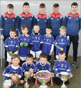  ??  ?? Milford Under-8 footballer­s and members of the Cork Minor and U-20 Football All-Ireland team members at the Croke Rovers Football Blitz.