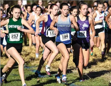  ?? Photos by Jerry Silberman / risportsph­oto.com ?? The Northern Division champion Cumberland boys and girls cross country teams saw their seasons come to an end Sunday with no runners qualifying for New Englands. The Clipper boys finished ninth and the girls finished 10th.