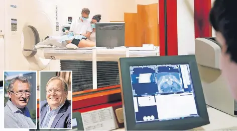  ?? FOTOS: MED 360°, MISERIUS, ENDERMANN (ARCHIV) ?? Winfried Leßmann (kleines Foto links) und Dietrich Grönemeyer (kl. Foto rechts) haben eine Zusammenar­beit beschlosse­n. Damit wird die Mikrothera­pie, als deren Vater Grönemeyer bekannt ist, künftig auch in den Radiologie-Praxen von „Med 360°“eingesetzt.
