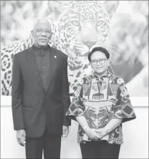  ?? (Ministry of the Presidency photo) ?? Marsudi noted that her country is seeking to improve relations with Guyana and said that she looks forward to Guyana’s participat­ion in the Indonesia Trade Exposition slated for later this year.