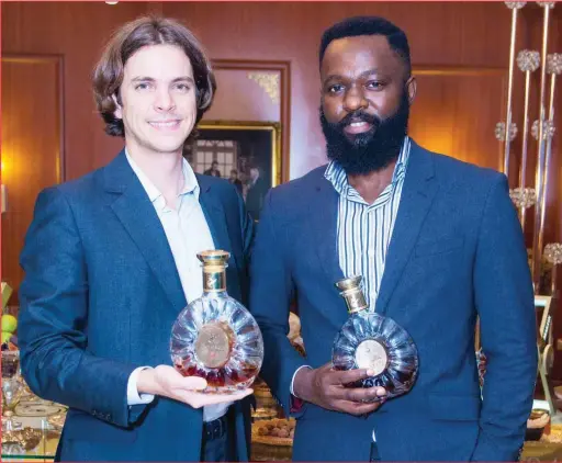  ??  ?? Florian Heriard Dubreuil (Internatio­nal Brand Ambassador, Remy Martin) and Stephen Jimba (Remy Martin XO Brand Ambassador, Nigeria)