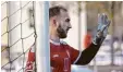  ?? Foto: Oliver Reiser ?? Michael Finkert stand beim TSV Gerstho fen gegen Wörnitzste­in erstmals zwi schen den Pfosten.