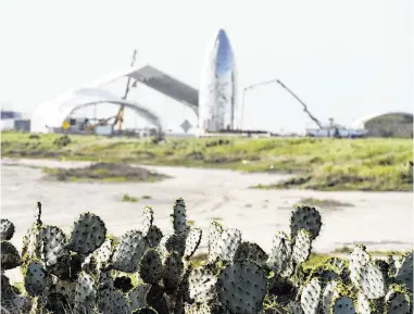  ?? Miguel Roberts / Brownsvill­e Herald ?? This is a view of the topography and constructi­on site at Boca Chica, SpaceX’s Starship Assembly Site for the test vehicle known as Starship SN1. Another of the company’s crafts is being tested today.