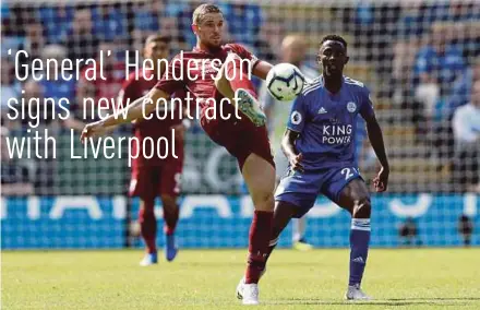  ??  ?? Jordan Henderson played his first match for Liverpool this season on Saturday against Leicester.