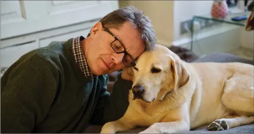  ??  ?? Nicky Campbell with his beloved golden Labrador Maxwell and, below, his new book