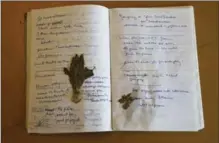  ?? JIM WILSON, NEW YORK TIMES ?? A notebook of Paula Wolfert’s field notes from one of her many travels, at her home in Sonoma, Calif.