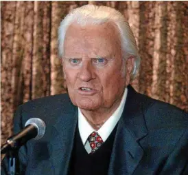  ?? Photo: Dennis Van Tine/STAR MAX/IPx ?? GIVE THANKS: The Reverend Billy Graham speaking at Flushing Meadows Auditorium in New York in 2005.