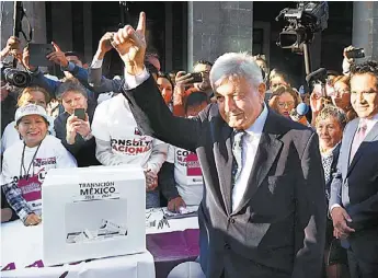  ?? JAVIER RÍOS ?? Andrés Manuel López Obrador, próximo jefe del Ejecutivo federal.