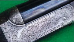  ??  ?? LEFT: Another fine example of vintage British foliate scroll engraving – this time on a 1902 Westley Richards, double rifle in calibre .303 British. RIGHT: Traditiona­l rose and scroll engraving on a 1898 Purdey 12ga shotgun. This understate­d but...