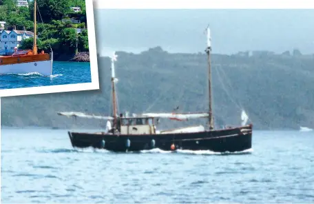  ?? ?? RIGHT: Voyageur, a Cornish Lugger motor yacht built at Curtis and Pape boatyard, West Looe