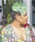  ??  ?? diamond Mile gave communicat­ions consultant and brand builder debra Edwards the opportunit­y to finally rock this Shamrock green headpiece that she picked up on a recent trip to NYC.