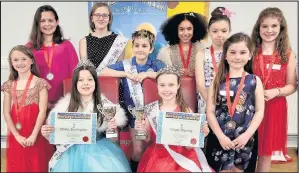  ??  ?? Olivia Bevington, 10, and Freya Wynne, 9, (front centre) are the princesses for Burbage Carnival 2017