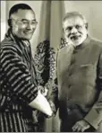  ?? PTI ?? Prime Minister Narendra Modi with Prime Minister of Bhutan Tshering Tobgay