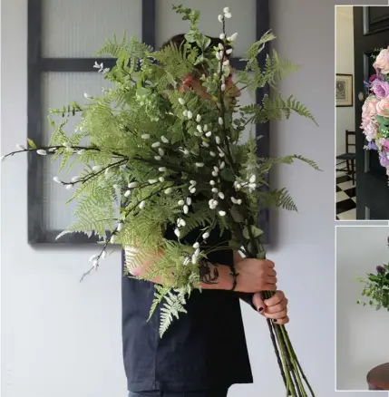  ??  ?? Main, above: Faux flowers and greenery, from €15, see harveynorm­an.ie