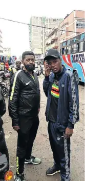  ?? /TWITTER ?? Botha Msila and Alvin Zhakata hitchhikin­g to Egypt for Afcon.