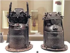  ?? AFP ?? Artworks from the kingdom of Benin crafted at the end of the 18th century are seen here on display last year at the Quai Branly Museum-Jacques Chirac in Paris.