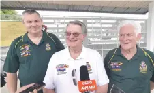  ??  ?? Selby (centre), accompanie­d by two other members of the Australia NMBVA, seen speaking to reporters yesterday.