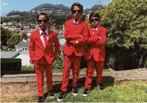  ?? Courtesy Swaminatha­n family ?? Shaan, left, Rohan and Noah Swaminatha­n stand for a portrait after their first concert in June 2018.